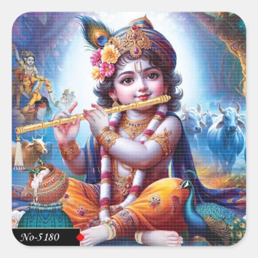 Lord Krishna Goddelijke Murali Sticker (Voorkant)