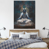 Lord Krishna in Meditatie Canvas Muurkunst (Insitu (Slaapkamer))