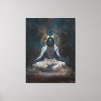 Lord Krishna in Meditatie Canvas Muurkunst