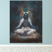 Lord Krishna in Meditatie Canvas Muurkunst Afdruk (Insitu (Houten vloer))