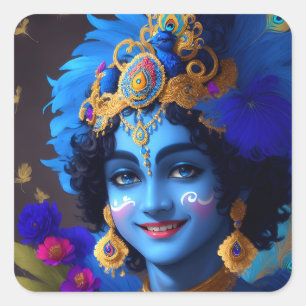 Lord Krishna Indiase god Vierkante Sticker