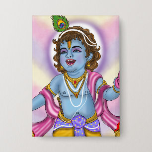 Lord Krishna knop badge Button