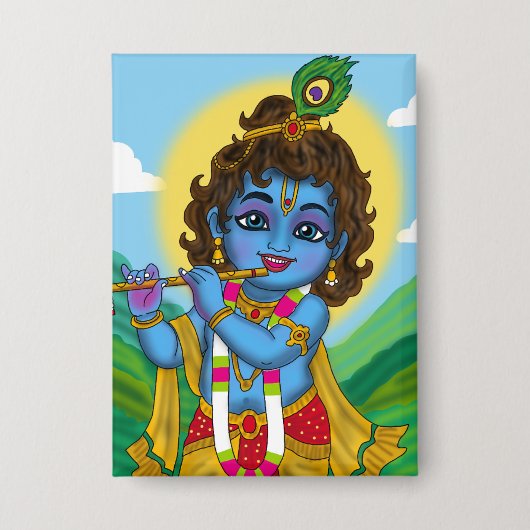 Lord Krishna-knop Button (Voorkant)