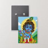 Lord Krishna-knop Button (Voorkant / Achterkant)