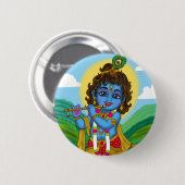 Lord Krishna-knop Ronde Button 5,7 Cm (Voorkant /achterkant)