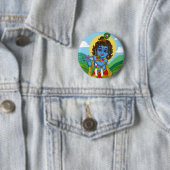 Lord Krishna-knop Ronde Button 5,7 Cm (In situ)