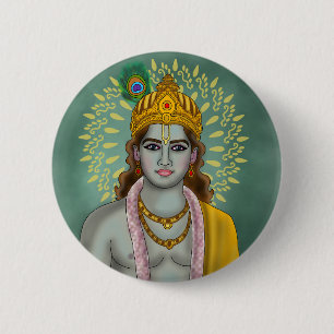 Lord Krishna-knop Ronde Button 5,7 Cm