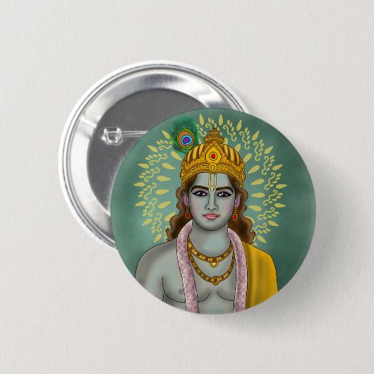 Lord Krishna-knop Ronde Button 5,7 Cm (Voorkant /achterkant)