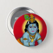 Lord Krishna-knop Ronde Button 7,6 Cm (Voorkant /achterkant)