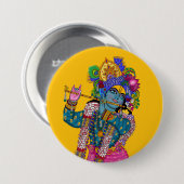 Lord Krishna-knop Ronde Button 7,6 Cm (Voorkant /achterkant)