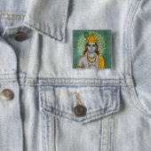 Lord Krishna-knop Vierkante Button 5,1 Cm (In situ)