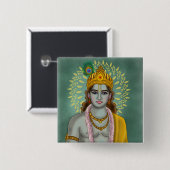 Lord Krishna-knop Vierkante Button 5,1 Cm (Voorkant /achterkant)