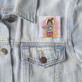 Lord Krishna-knop Vierkante Button 5,1 Cm (In situ)