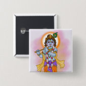 Lord Krishna-knop Vierkante Button 5,1 Cm (Voorkant /achterkant)