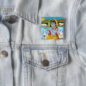 Lord Krishna-knop Vierkante Button 5,1 Cm (In situ)