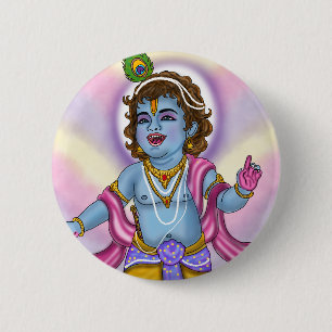 Lord Krishna knopspeld Ronde Button 5,7 Cm