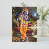 Lord Krishna met Flute Hindu God Bedankkaart (Staand voorkant)
