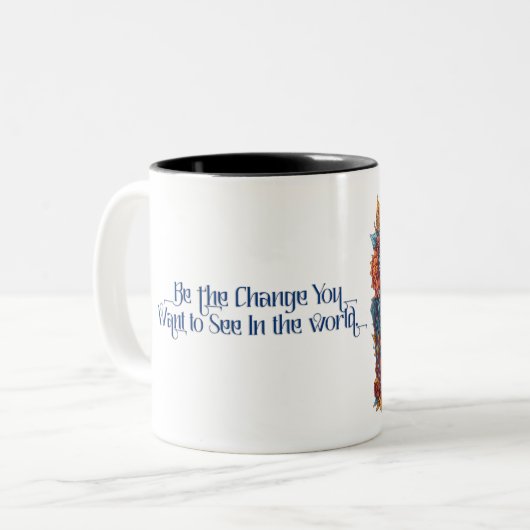 Lord Krishna Mok: Sip in goddelijke Serenity Tweekleurige Koffiemok (Voorkant links)