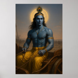 Lord Krishna op strijdwagen | Mahabharata goddelij Poster