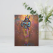 Lord Krishna Pastel Regenboog Vuurwerk Hindu Kunst Briefkaart (Staand voorkant)
