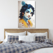 Lord Krishna Portret Canvas Muurkunst (Insitu (Slaapkamer))