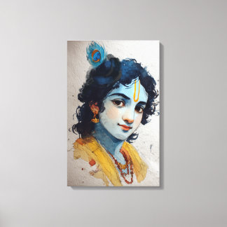 Lord Krishna Portret Canvas Muurkunst