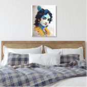 Lord Krishna Portret Canvas Muurkunst Afdruk (Insitu (Slaapkamer))