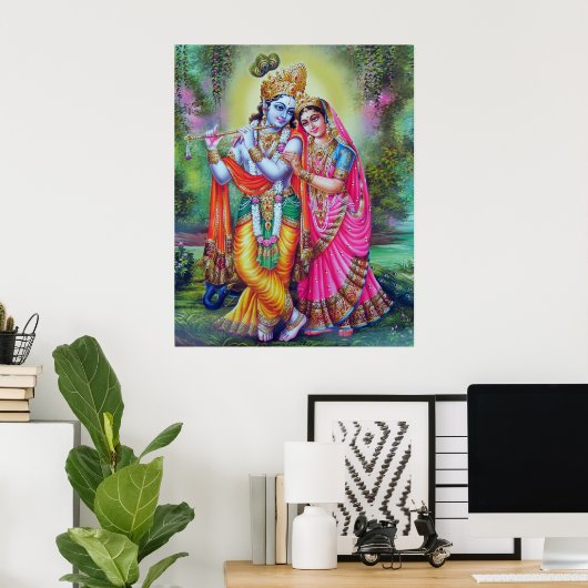 Lord Krishna & Radha Poster (Thuiskantoor)