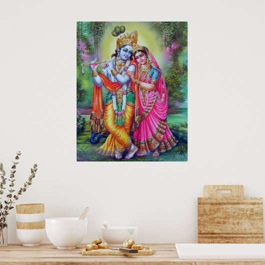 Lord Krishna & Radha Poster (Keuken)