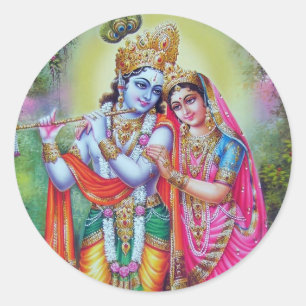 Lord Krishna & Radha Ronde Sticker
