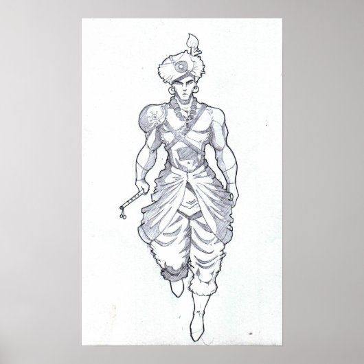 Lord Krishna Sketch Poster (Voorkant)