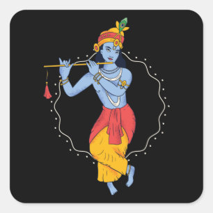 Lord Krishna Vierkante Sticker