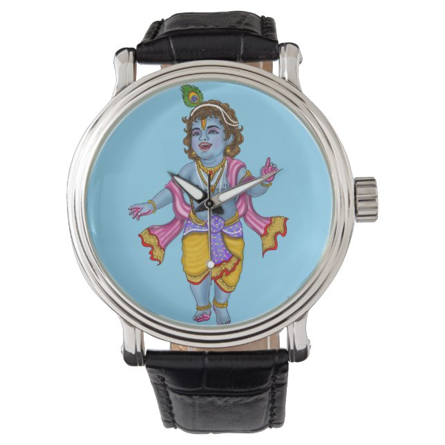 Lord Krishna Wall Clock Horloge (Voorkant)