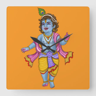 Lord Krishna Wall Clock Vierkante Klok