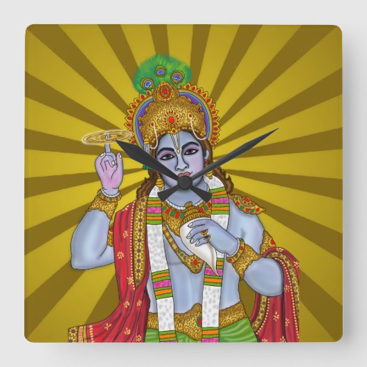 Lord Krishna wandklok (Voorkant)