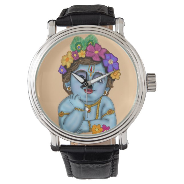 Lord Krishna wandklok Horloge (Voorkant)