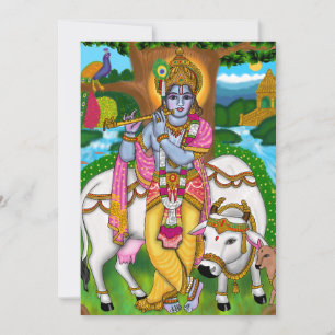 Lord Krishna Wenskaart Feestdagenkaart