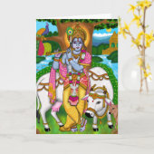 Lord Krishna Wenskaart Kaart (Gele Bloem)