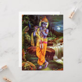 Lord Krishna with Flute Hindu God Kaart (Voorkant / Achterkant in situ)