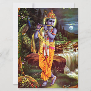 Lord Krishna with Flute Hindu God Kaart