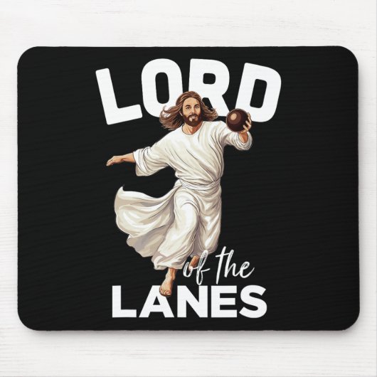 Lord Lanes Funny Christelijk Christ Gutter Bowling Muismat (Voorkant)