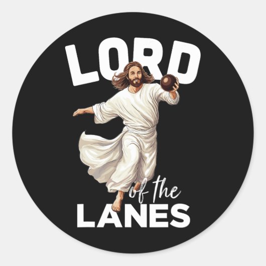 Lord Lanes Funny Christelijk Christ Gutter Bowling Ronde Sticker (Voorkant)