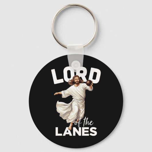 Lord Lanes Funny Christelijk Christ Gutter Bowling Sleutelhanger (Voorkant)