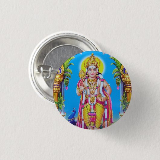 Lord Muruga, hindoe God Ronde Button 3,2 Cm (Voorkant /achterkant)