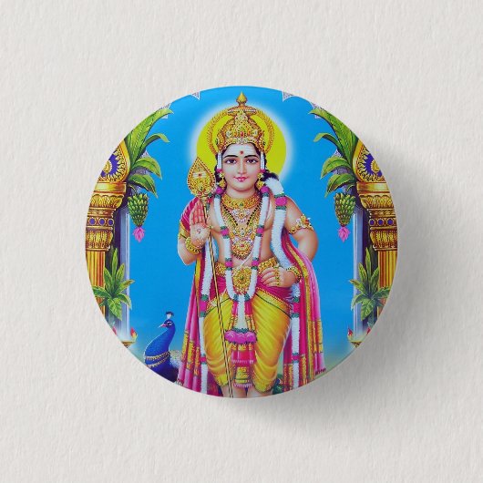 Lord Muruga, hindoe God Ronde Button 3,2 Cm (Voorkant)