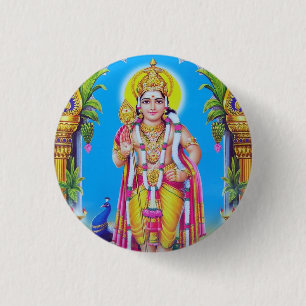 Lord Muruga, hindoe God Ronde Button 3,2 Cm
