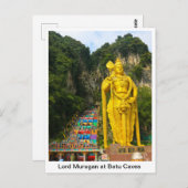 Lord Murugan bij Batu Caves 2 en trap Briefkaart (Voorkant / Achterkant)