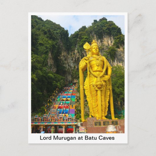 Lord Murugan bij Batu Caves 2 en trap Briefkaart (Voorkant)