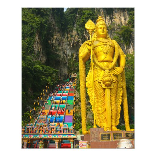 Lord Murugan en trap op Batu Caves 2 Foto Afdruk (Voorkant)