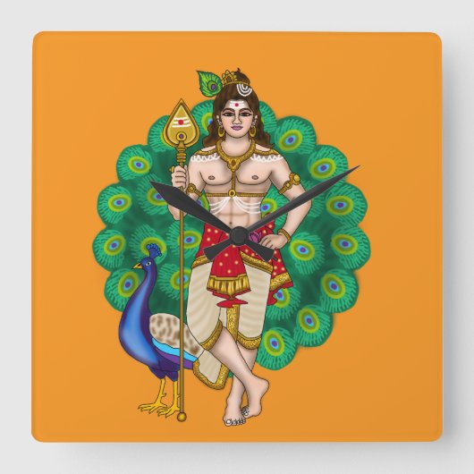 Lord Murugan wandklok (Voorkant)